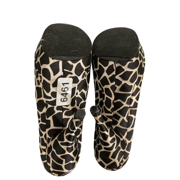 Michael selena women size 7 Black Beige Giraffe Print bejeweled Peep-Toe Heels - Picture 6 of 7